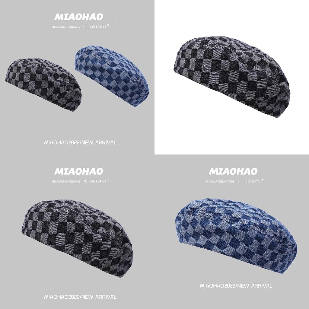 Chic And Classic Women's Beret Cotton Plaid Design For A Timeless Look