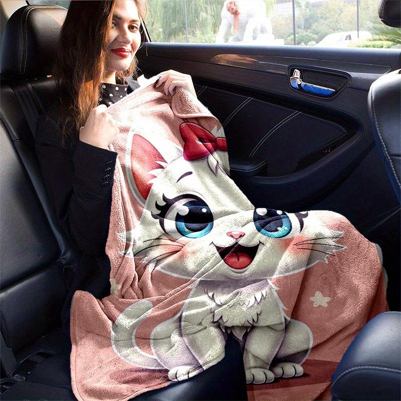 1pc Cute Cartoon Cat with Bowknot Blanket - Seasonal Home Decor, Throw Blanket for Room, for Decorating Your Own Sofa and Living Room, Super