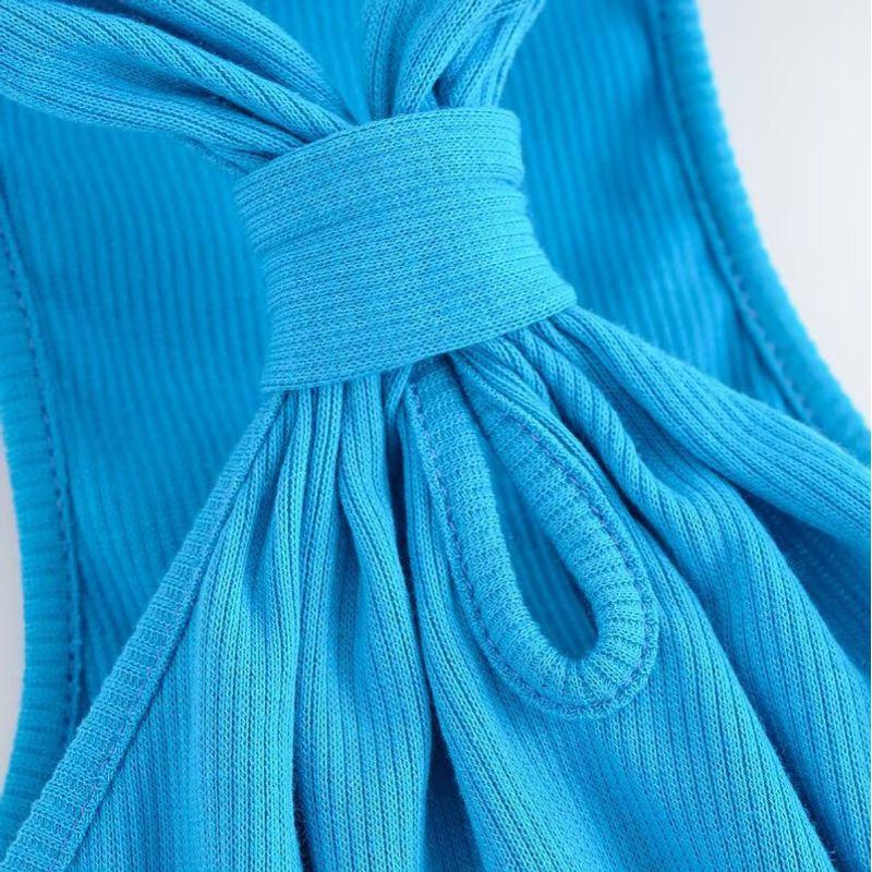 Kaslead New Women clothes Western Style Fashion Simple Temperament All-Match Hanging Neck Top 87075762