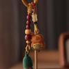 Peach Wood Koi Gourd Keychain 22G With Cinnabar Buddha Bead Hanging Decoration Diy Pendant Accessories Fashion Jewelry Charm
