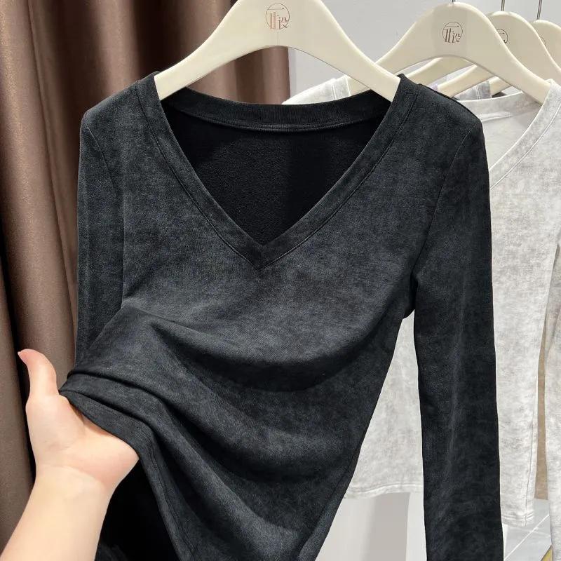 Pullovers Tops Women Long Sleeves Autumn Winter Blouse Oversized V Neck Loose Shirt Slim Pullover Tops