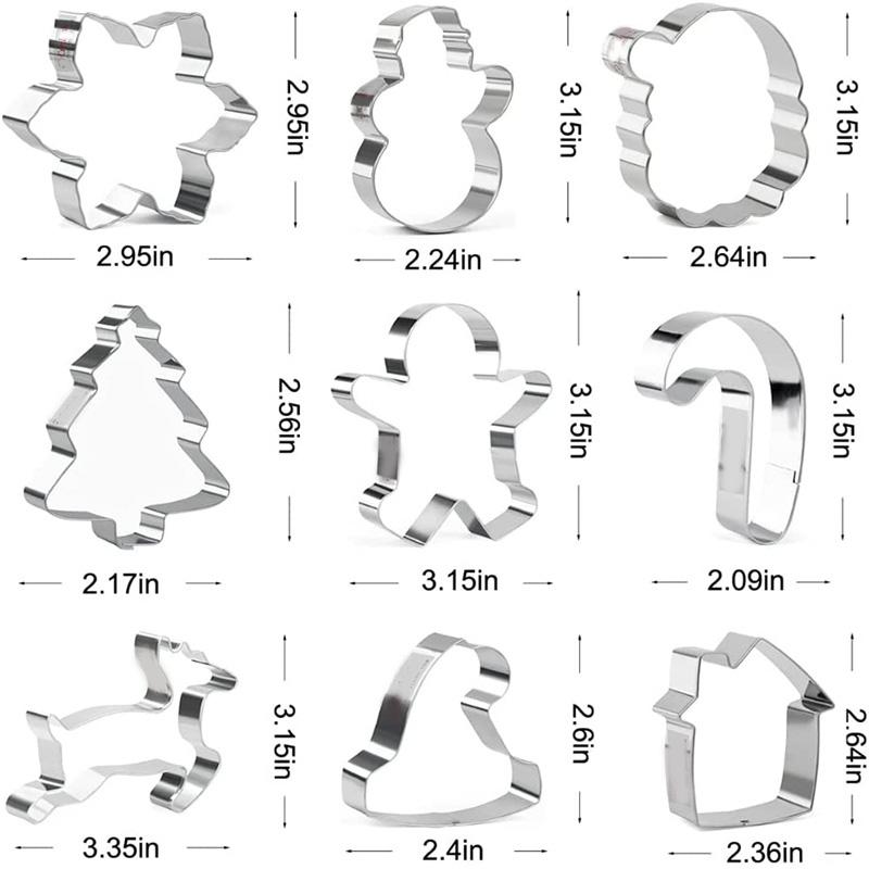 

9 шт. Набор рождественских формочек для печенья из нержавеющей стали, шаблон для поделок своими руками, праздничные принадлежности для вечеринок