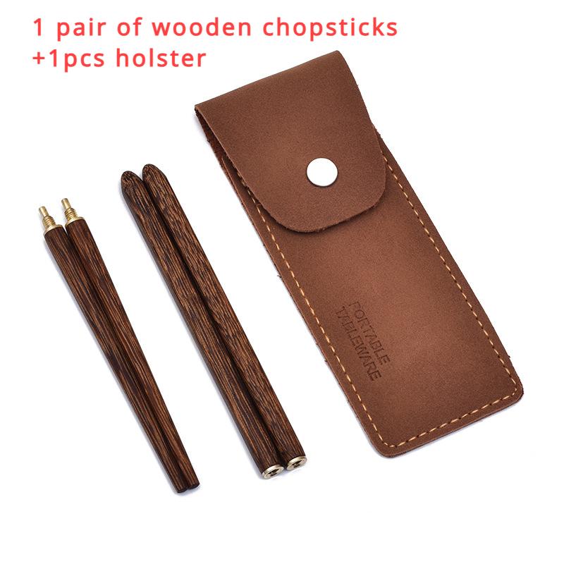 

Деревянные складные палочки для еды Портативные складные палочки из нержавеющей стали с чехлом Набор походной дорожной посуды в подарок