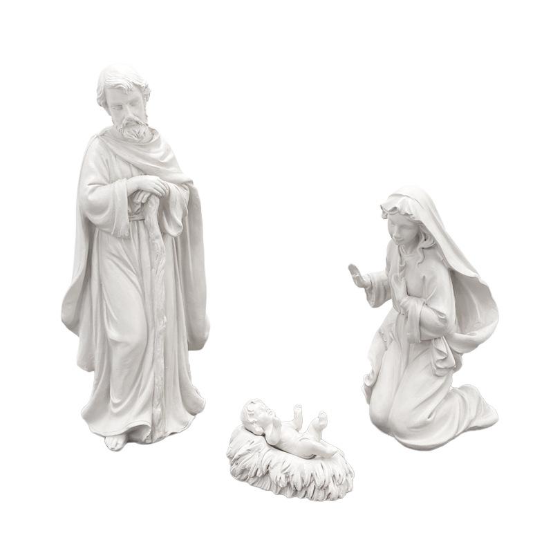 Resin Handicrafts Simulated Human Figure Sculpture Family of Three Christmas Birth of Jesus Decorative Figurines Home Decoration