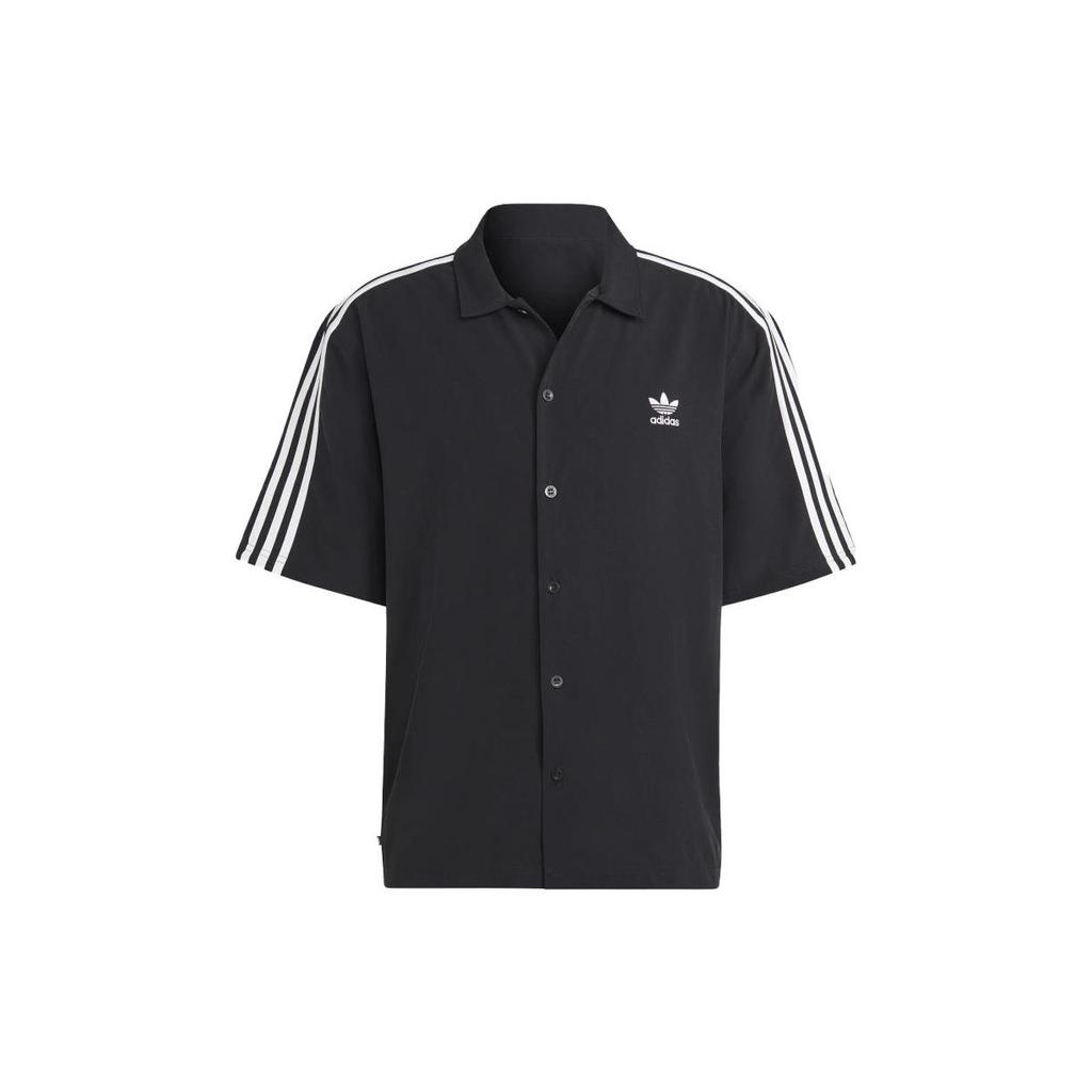 Adidas Originals X Home Of Classics Striped Logo Short Sleeve Shirt Men Tops Black HS2074