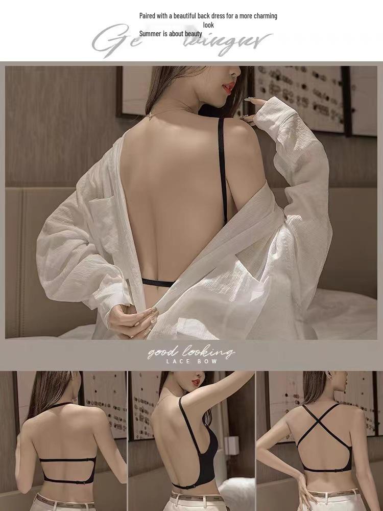 Elegant U-Shaped Backless Bra with Built-In Pads - Seamless Gathered Vest for Small-Chested Women.