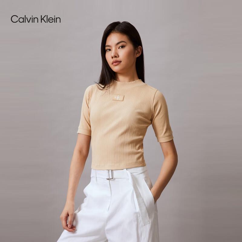 Calvin Klein Jeans Women's Slim Fit Embroidered Logo Knit T-Shirt