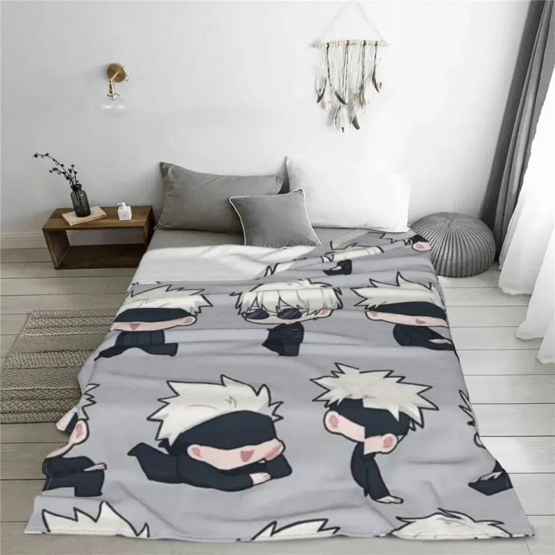Gojo Sensei Anime Manga Blanket Fleece Autumn/Winter Jujutsu Kaisen Multi-function Super Warm Throw Blankets for Bedding Outdoor 100cmx150cm