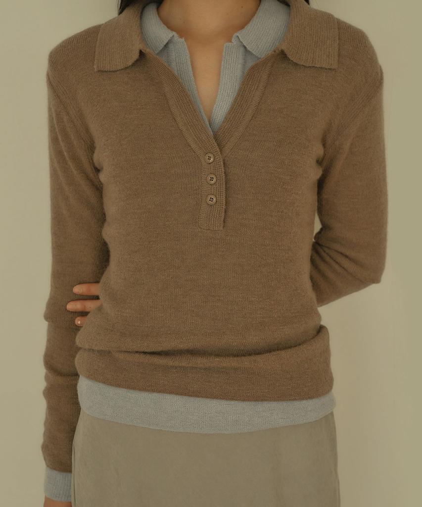 OURO Collar Alpaca Knit [ Latte ]