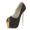 Liyke Sexy Peep Toe Extreme High Heels Party Nightclub Stripper Pole Dance Shoes Fashion Sequined Cloth Platform Pumps Women
