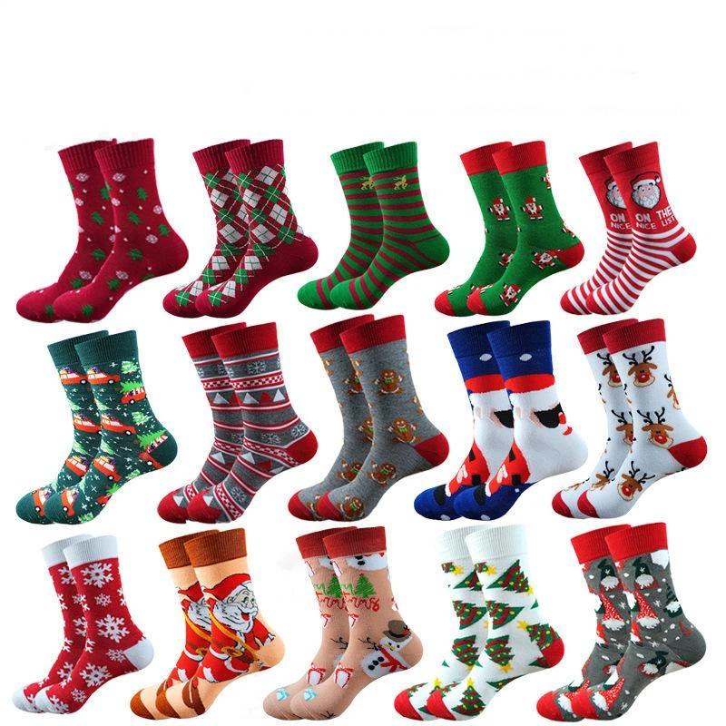 1 Pair New Santa Claus Men'S Socks Elk Tide Socks Christmas Tree Geometry Happy Funny Socks