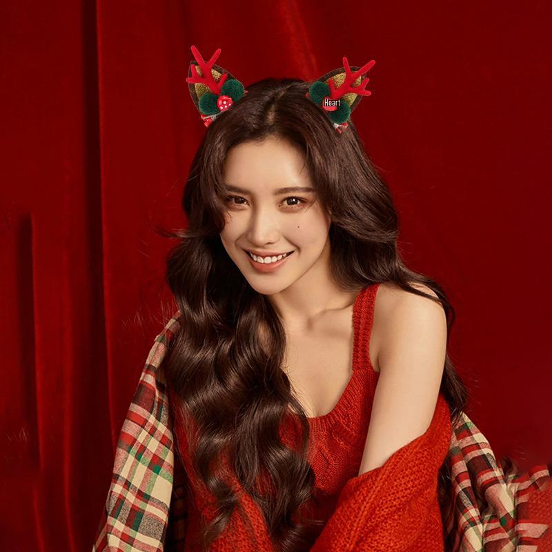 

Детская рождественская заколка для волос в виде оленьих рогов - Мультяшный праздничный аксессуар в стиле мори