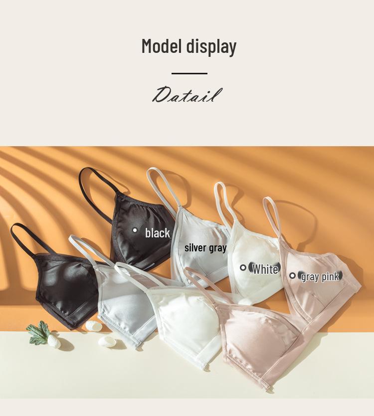Breathable French Triangle Cup Mulberry Silk Underwear for Women - Satin Thin Section for Small Chest