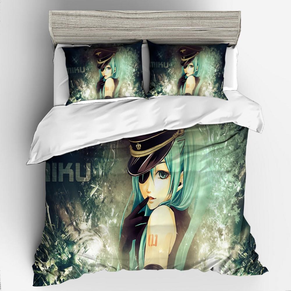 3D Digital Printing Animation Series Hatsune Quilt Cover Three-Piece Set Thickened