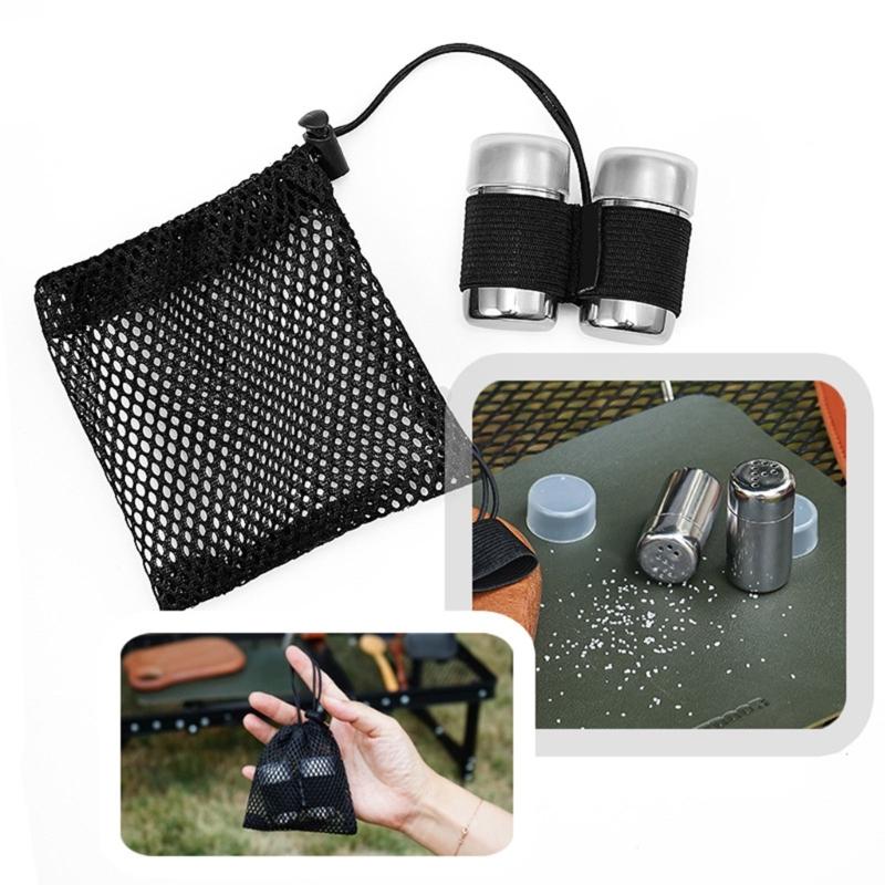 Auslaufsicherer Gewürzbehälter Rostfreie Kapsel-Flasche Mit Netzen Aufbewahrungstasche Für Camping Picknicks Rucksacktouren