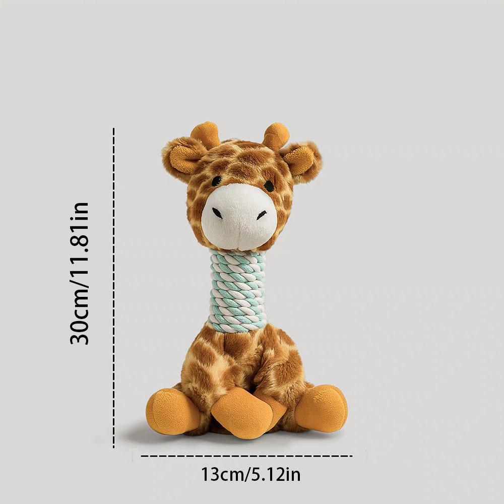 Giraffe & Raccoon Dog Toys - Cotton Rope Plush Squeaky Pet Toys, Durable Chew Molar Boredom Buster,