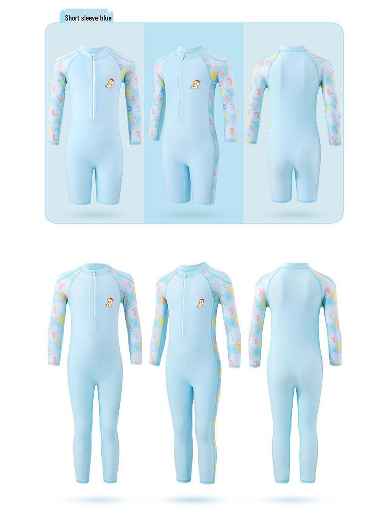 Girls' Cartoon Sunscreen Quick-Dry Swimsuit – Short & Long-Sleeved Options