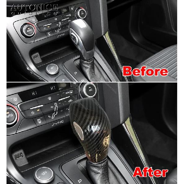 Carbon Fiber Color Gear Shift Knob Decorator Cover Trim Fit for Focus Kuga Escape C-MAX Transit Connect Fusion Mondeo AT