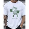 European sizes Men's Boxing Frog Graphic T-Shirt -Round Neck, Short Sleeve, Black with Pink Frog Design