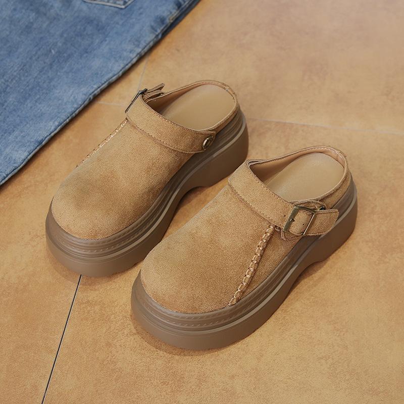 Thick-soled Shoes, Women's Headscarves, Half-slippers, Height-increasing Shoes,Adding Fleece