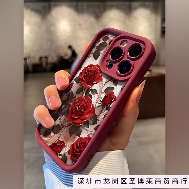 Popular In Europe and America, Suitable for Apple 16PROMAX Takazu Mobile Phone Case 15/14 Days Eye Blooming Red Rose X