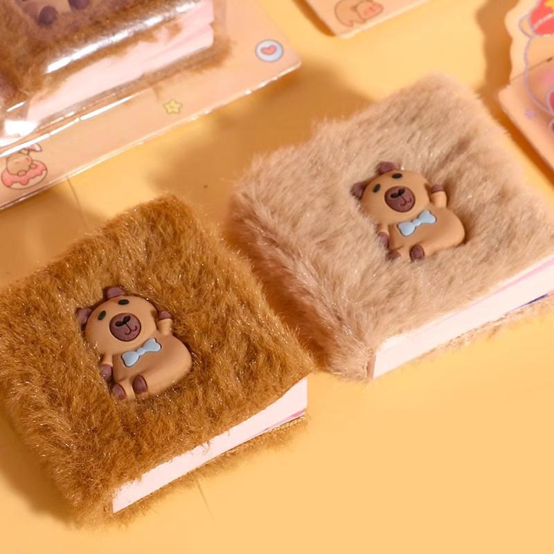 2 szt. Pluszowy zeszyt Kapibara Mini zeszyt do dzielenia Uroczy zeszyt z fasolkami Kieszonkowy zeszyt w parze Przenośny zeszyt do notatek Długopis