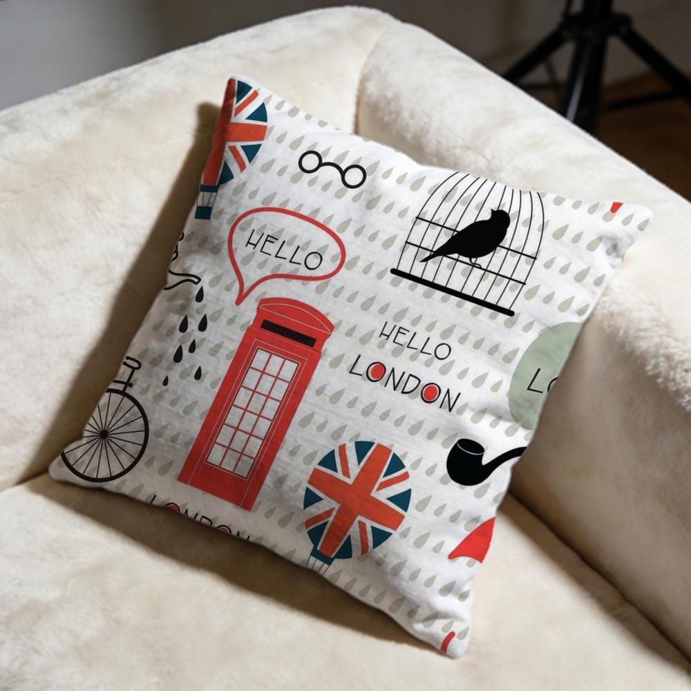 England Printed Cushion Cover Soft Decorative Pillow Case Suitable for Bedroom Sofa Car Travel Use