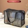 Ventilated Travel Cosmetic Bag With Adjustable Handle Portable Meshes Design For Bathroom Essential Storage