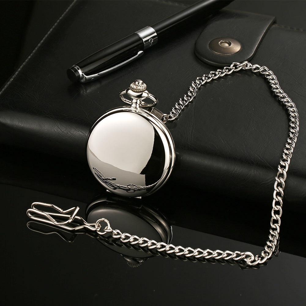 Pocket Watch Smooth Laser Logo Lettering Retro Flip Two-sided Light Quartz Pocket Watch Boshiya Casual Pocket Watch