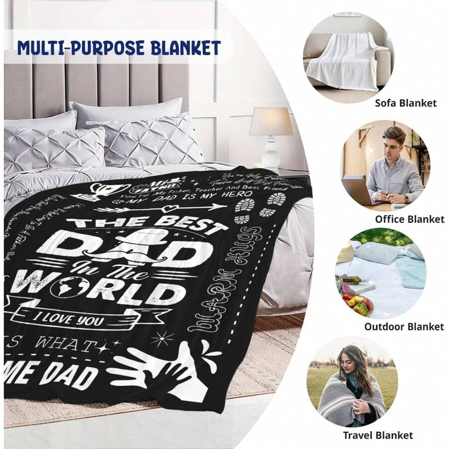 1Pc Father's Day Blanket Gifts The Best DAD In The World Birthday Gifts From Daughter/Son Valentines Day Presents For Father