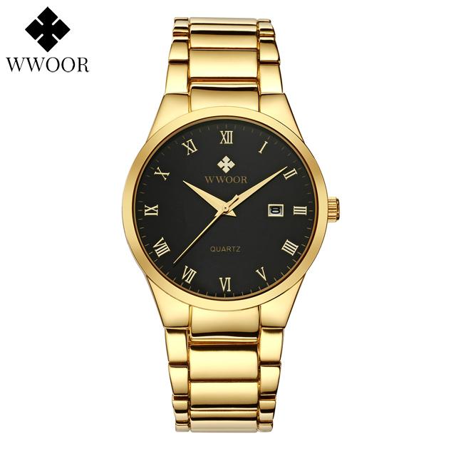 WWOOR Top Luxury Watch For Men 3ATM Waterproof Stainless Steel Date Clock Sport Men's Watch Quartz Wristwatch Relogio Masculino