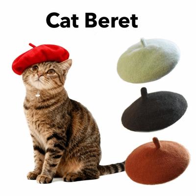 Cute Adjustable Wool Puppy Beret Comfortable Mini Pet Hat Wool Painter Wool Hat For Small Dogs