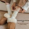 Solid Color Wool Socks for Women Winter Thick Knitted Mid Calf Socks Warm Fleece Lined Stacked Socks Japanese Style Ins Fashion