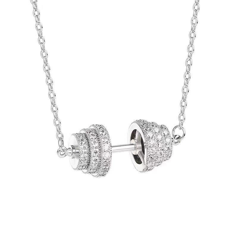 

Бриллиантовая фитнес подвеска в виде гантели и штанги - Хип-хоп уличная одежда ключичная цепочка