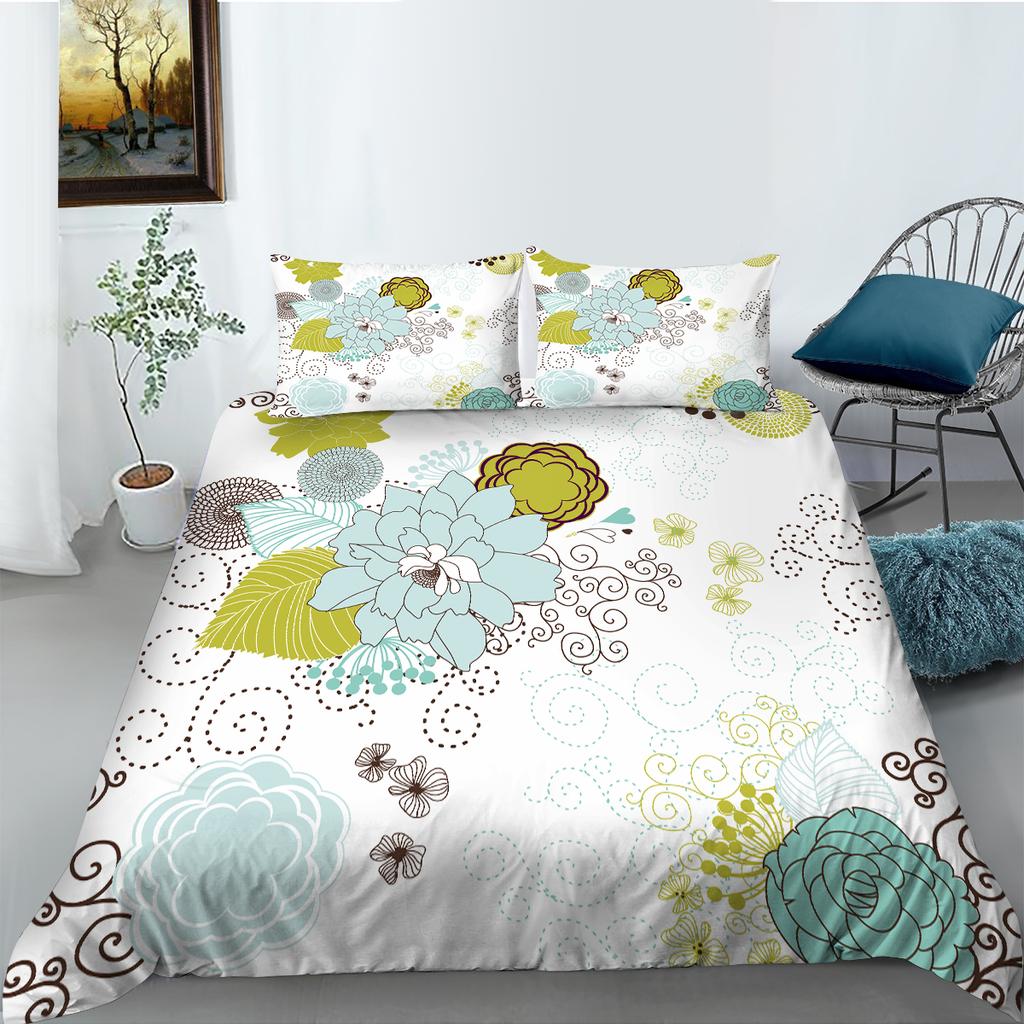 3D Flower Bedding Set King Queen Bed Duvet Cover Pillowcase 2/3pcs Women and Girls Duvet Cover Soft Quick Drying Home Textile