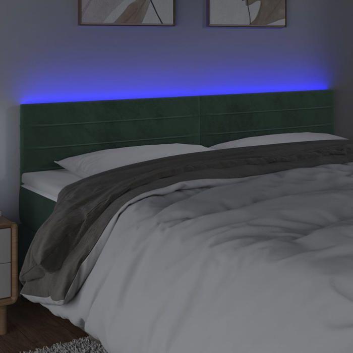 VidaXL Tête de Lit à LED Meuble de Chambre à Coucher Accessoire de Lit Double Tête de Cadre de Lit Intérieur Vert Foncé 3121809