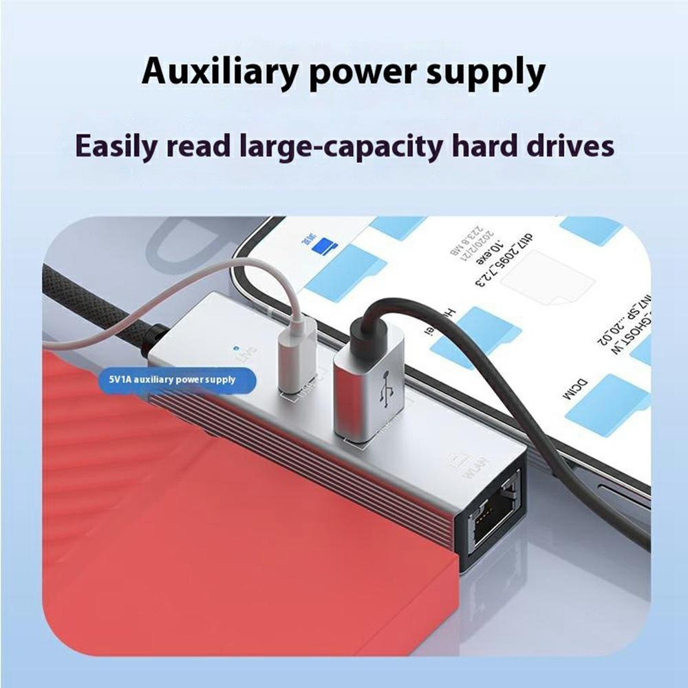 8Pin/Type-C To USB-A USB-C RJ45 Network Adapter Aluminum Alloy 100Mbps Ethernet Connector