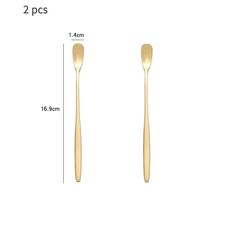 16.9cm Long Handled Stainless Steel Ice Cream Dessert Tea Spoon Colorful Coffee Spoon Dinnerware Flatware Kitchen Tools 1Pcs