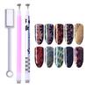 2 Pcs Nail Art Dual-ended Cat Eye Magnet Pen Flower Stripe Grid for DIY 3D Magnetic UV Gel Polish