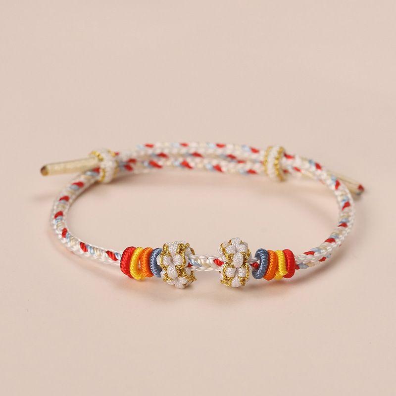 Hand-Woven Peach Blossom Carrying Strap Wearable Gold Lucky Beads Braided Rope Semi-Finished DIY Lucky Red Rope Bracelet for Women