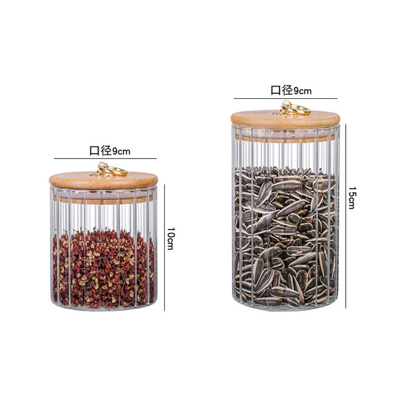 Clear Glass Storage Jar Candy Jar with Lid Creative Copper Ring Dried Fruit Snack Striped Glass Bottle Kitchen Storage Container
