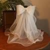 Elegant Double Bow Bridal Veil: Exquisite Lace Headpiece For Your Wedding Veil With Holy White Bow Hairpin For Wedding Headpiece