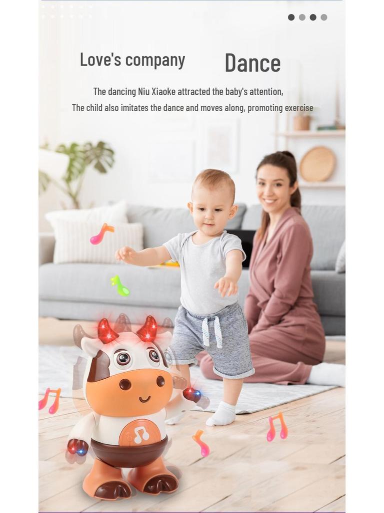 Adorable Singing and Dancing Cow Robot with Lights - Children's Electric Toy
