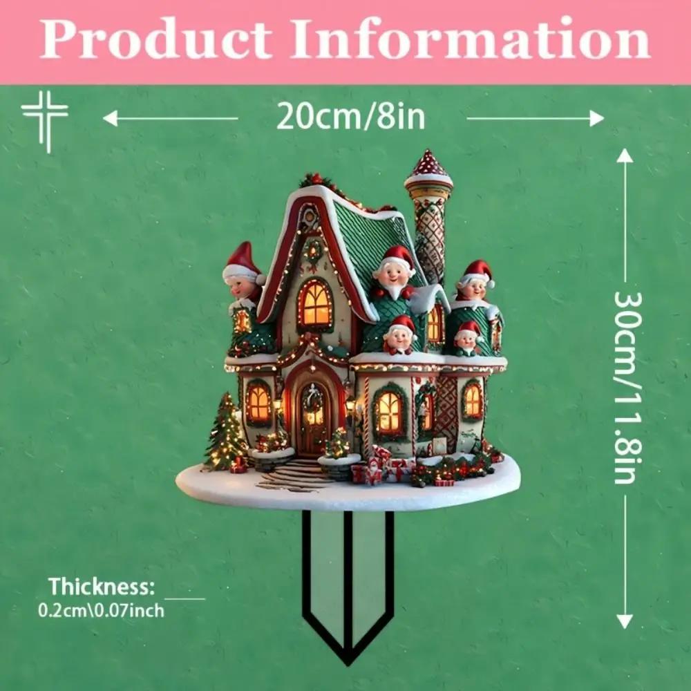 Elf House Acrylic Yard Stake Signs, Outdoor Courtyard Christmas Decoration Plugs Christmas Elf House Waterproof Garden Stake
