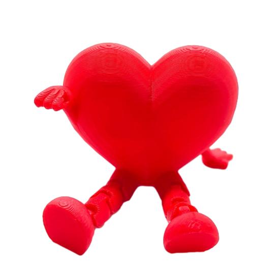 Desktop Storage Ornament Heart Rose Ornament, 3D Printed Red Pen Holder Romantic Love Gift with Movable Joints, Figure for Valentine Day Decoration