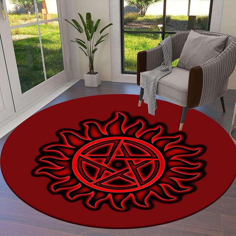 Supernatural Round Area Rug,Carpet Rug for Living Room Bedroom Sofa Playroom Decor,Non-slip Floor Mat