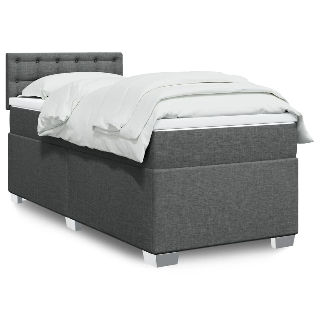 Vidaxl Kontinentalbett Mit Matratze, Dunkelgrauer Stoff 90X190 Cm