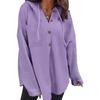 Women's Oversized Casual Long-Sleeve Button-Up Hoodie Knit Patchwork Hoodie With Pockets