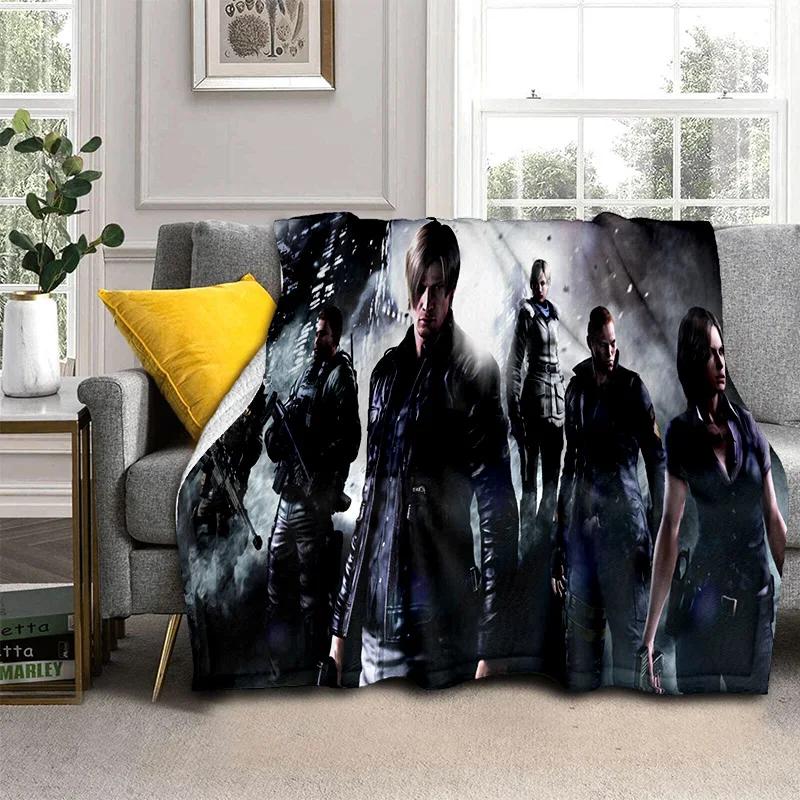 Pătură pentru jocuri 3D R-Resident Evil pentru jocuri, pătură moale pentru acasă, dormitor, pat, canapea, picnic, călătorie, birou, odihnă, pătură pentru copii