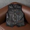 Genuine Buffalo Leather Vest Western Cowboy Style Biker Waistcoat for Men Women Large Size Spring Autumn